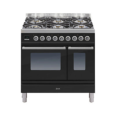 ILVE PDW906E3 Roma Freestanding Dual Fuel Range Cooker Gloss Black ILVE PDW906E3 Roma Freestanding Dual Fuel Range Cooker Gloss Black